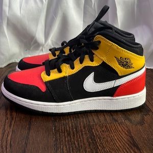Jordan ones, orange, black, white and yellow